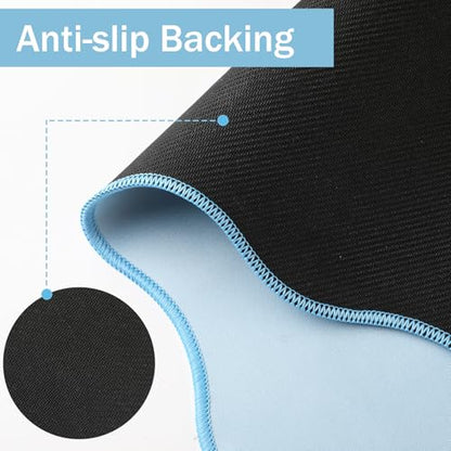 Sabary Scalloped Desk Mat Keyboard Mouse Pad Set 35.5 x 15.7 Inch Blue Preppy Table Mat Keyboard Wrist Rest Cute Aesthetic Mouse Pad with Wrist Rest Coaster Ergonomic Non-Slip Waterproof Gaming Desk - color: Blue, size: 35.5 x 15.7 Inch