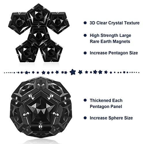 Magnetic Fidget Sphere Stress Relief Toys for Adults Kids, Anxiety Sensory Fidget Toys with Strong Neodymium Magnets, Desk ADHD Focus Tool Gift for Men Women (2.67'' Travel-Safe Toy Ball) - color: Crystal Black