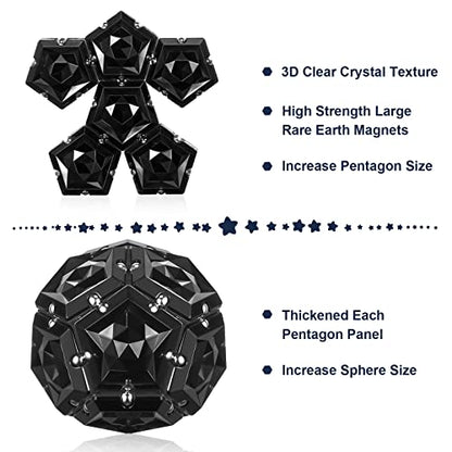 Magnetic Fidget Sphere Stress Relief Toys for Adults Kids, Anxiety Sensory Fidget Toys with Strong Neodymium Magnets, Desk ADHD Focus Tool Gift for Men Women (2.67'' Travel-Safe Toy Ball) - color: Crystal Black