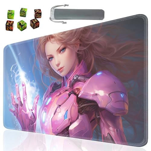 Board Game for TCG Playmat Table Mats Games Size 60X35 cm Mousepad Compatible for MTG RPG CCG Trading Card Game Play mats with 6 Dice (Playmat 16) Anime Girl - color: SOTW-playmats-1-16