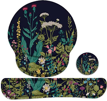 Lateefah Mouse Pad with Wrist Rest, 3-in-1 Gaming Mouse Pad, Keyboard Wrist Rest, Ergonomic Memory Foam Mousepad with Wrist Support for Computer Keyboard - color: Weeds