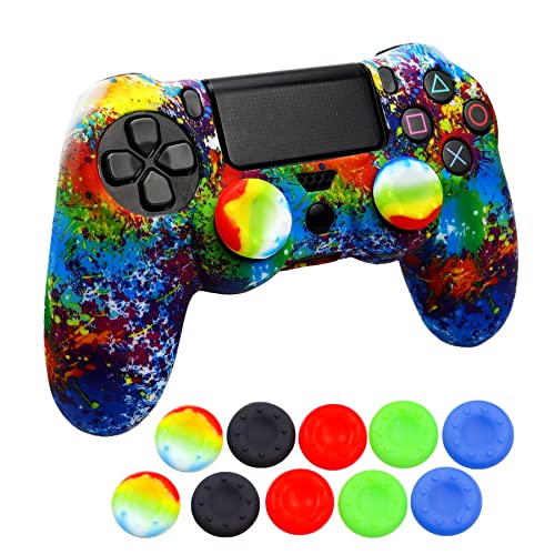 Ps4 Skin, Anti-Slip Shell Cover Case with 10 Joystick Grips Silicone Cover Sticker for PlayStation 4 Controller - color: PS4 controller #14
