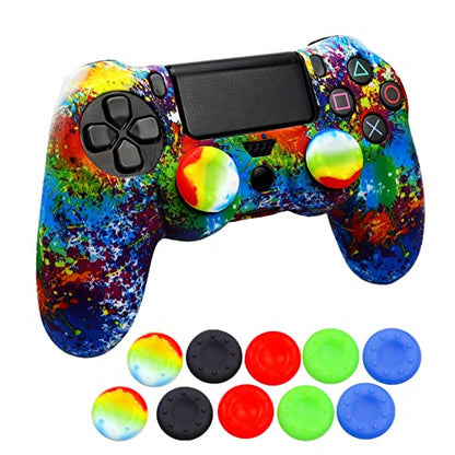 Ps4 Skin, Anti-Slip Shell Cover Case with 10 Joystick Grips Silicone Cover Sticker for PlayStation 4 Controller - color: PS4 controller #14