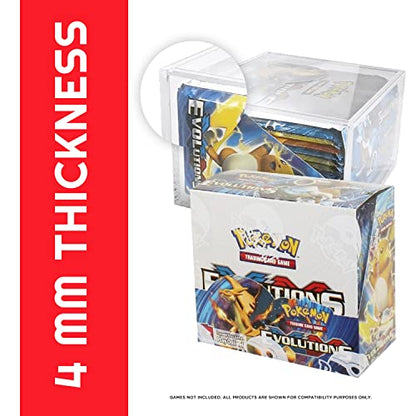 EVORETRO Booster Box Acrylic Case Protector for Pokemon, Sliding Lid | 1 Pack | 4mm Thick | UV-Resistant & Acid-Free | Crystal-Clear Scratch-Resistant Display | Snug Fit for Sealed Booster Boxes - style: Booster Lid (1)
