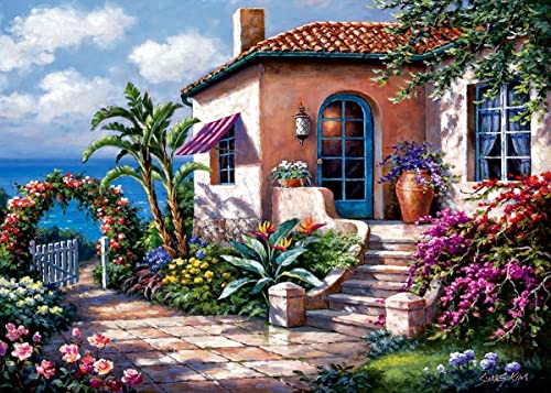 Jigsaw Puzzle 1000 Piece for Adults (Coastal Cottage View) - color: Coastal Cottage View