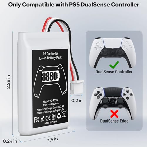 Kosker PS5 Controller Battery Replacement Kit Compatible with PlayStation 5 Original Controller, 8880mWh High Capacity PS5 Controller Battery with Extra Repair Tools Kit for Extended Gaming, 2 Packs - style: PS5 Style-2P