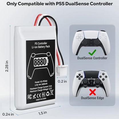 Kosker PS5 Controller Battery Replacement Kit Compatible with PlayStation 5 Original Controller, 8880mWh High Capacity PS5 Controller Battery with Extra Repair Tools Kit for Extended Gaming, 2 Packs - style: PS5 Style-2P