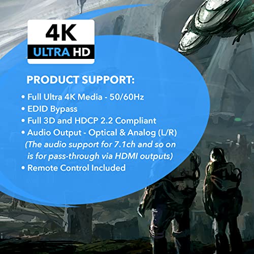 OREI 2x2 HDMI Matrix Switch 4K@60Hz with Audio Extraction, IR Remote, EDID | HDMI Matrix 2x2, HDMI Matrix Switch – 18Gbps, HDR, Dolby TrueHD, DTS-HD, optical & analog PCM 2.0 audio - size: 2x2 Matrix