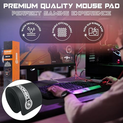 3XL Extended Gaming Mouse Pad/Mat 46"x20"(Black) - Large & Wide Desk Cloth Mousepad - Stitched/Water Proof/Non Slip Base - color: Black, size: 3XL 46"x20"