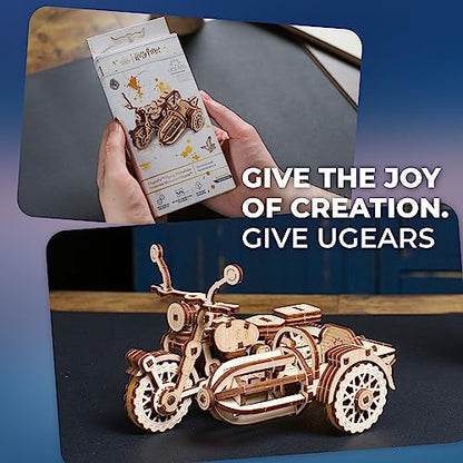 UGEARS Hagrid's Flying Motorbike™ 3D Puzzle - Wooden Model Kit for Adults to Build - Mechanical Bike Motorcycle Making Kit - 3D Jigsaw Puzzle Wood Vehicle - Harry Potter™ Collection DIY Brain Teaser - style: Hagrid's Flying Motorbike