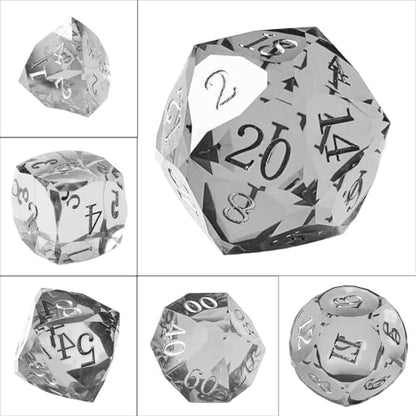 Crystal Multifaceted Polyhedral Dice Set 7 PCS for DND, RPG Tabletop Gaming, Collectors | Tinbox Packing, Gemstone Effect Dice (Sea Blue) - color: Sea Blue