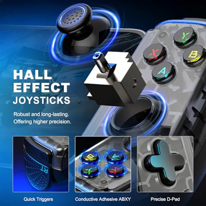 Joso Mobile Game Controller with USB-C Plug & Play, Wireless & Wired Gamepad for iPhone/Android & Switch with Hall Effect Joysticks/Dual Vibration/Turbo, Supports Cloud Gaming & Streaming (Black) - color: Black