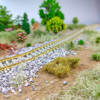 Static Grass Tufts Mat – 8 Peel-and-Play Pre-Cut Patches, Self-Adhesive Turf in Mixed Irregular Shapes for Diorama, Model Railway & Wargaming Terrain (1 Sheet) (Winter Yellow) - color: Winter Yellow