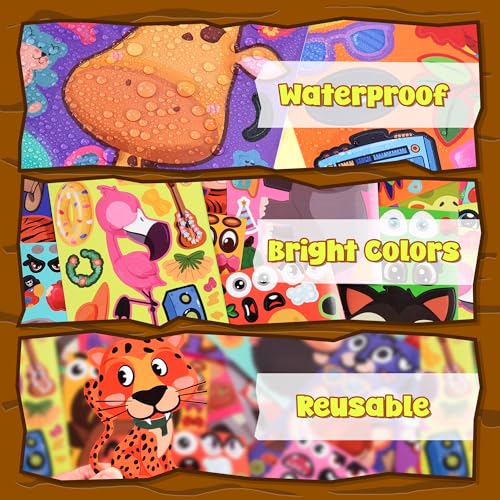 sinceroduct 100 Sheets Make a Face Stickers for Kids, Make Your Own Sticker,20 Styles Waterproof Kids Animal Stickers for Christmas, Valentine's Day Decoration, Gift, Reward, Travel Activities - style: Animal Style-1
