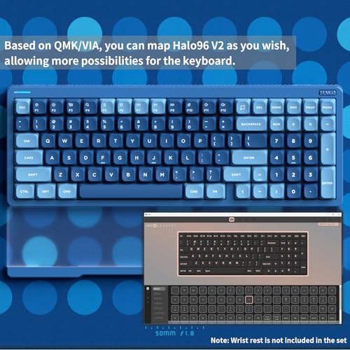 nuphy Halo96 V2 Wireless Keyboard,Gasket Structure,96% Hot Swappable Gaming Keyboard, 99 Kyes RGB Backlit Mechanical Keyboard, Support QMK/VIA,Bluetooth/USB-C/2.4GHz-Blue,Raspberry Switches(46gf) - color: Blue, size: Raspberry (46gf)