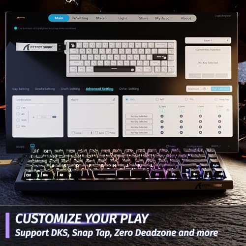 ATTACK SHARK X68HE RT Mechanical Gaming Keyboard 60% Wired TKL-BlackContour | Adjustable Actuation,Hall Effect Magnetic Switch,8KHz Polling Rate,RGB Backlit,Top Mount,Side Printed Keycap for PC Mac Gamer - color: Black Contour, size: Keyboard