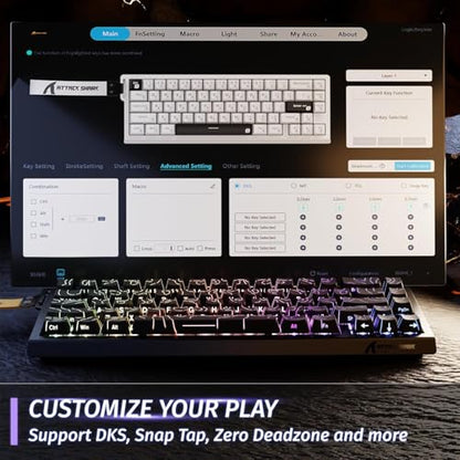 ATTACK SHARK X68HE RT Mechanical Gaming Keyboard 60% Wired TKL-BlackContour | Adjustable Actuation,Hall Effect Magnetic Switch,8KHz Polling Rate,RGB Backlit,Top Mount,Side Printed Keycap for PC Mac Gamer - color: Black Contour, size: Keyboard