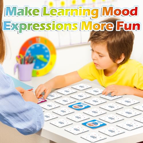 Aizweb Feelings Emotions Match Game,Memory Game,Social Emotional Learning Activities,Toddler Baby Flash Cards,Calm Down Corner Supplies,Educational Toys for Pre K Preschool Kindergarten Autism ADHD - style: Feelings