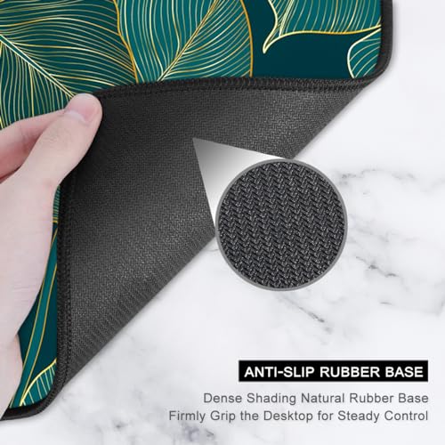 Auhoahsil Desk Mat, Ultra Large Mouse Pad, XXL Gaming Mousepad, Green Tropical Leaves Deskpad, Big Extended Full Size Mouse Pad, Desktop Desk Matt for Keyboard, Laptop & Computer, 35.5 x 15.7 in - color: 01 Beach Palm Tree Leaves, size: XXL - Extended siz