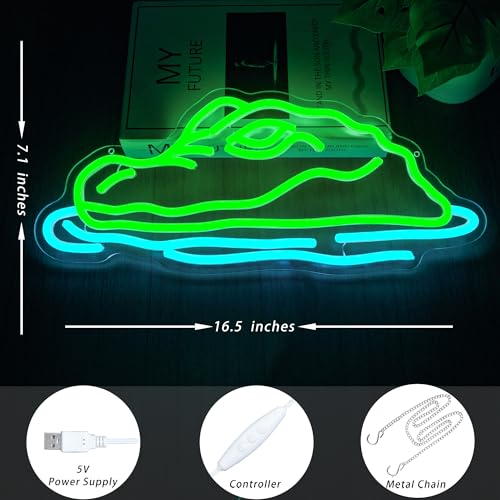 Crocodile Neon Sign - Alligator LED Light for Boys Room, Swamp Theme Reptile Decor, Lake House Wall Art, Man Cave Neon Sign, Fishing Lodge Decor(16.5 * 7.1inch) - style: Crocodile
