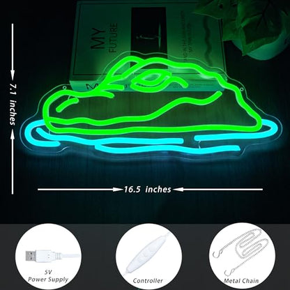 Crocodile Neon Sign - Alligator LED Light for Boys Room, Swamp Theme Reptile Decor, Lake House Wall Art, Man Cave Neon Sign, Fishing Lodge Decor(16.5 * 7.1inch) - style: Crocodile