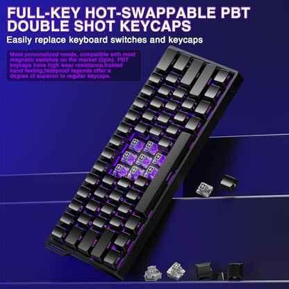 Aula WIN60 HE - 60% Mechanical Gaming Keyboard Wired, Magnetic Switch Hot Swappable, Adjustable Actuation Rapid Trigger Mode, 8000 Hz Polling Rate, RGB Small Keyboard 60 Percent Compact Design for PC - color: WIN60HE-Black Side
