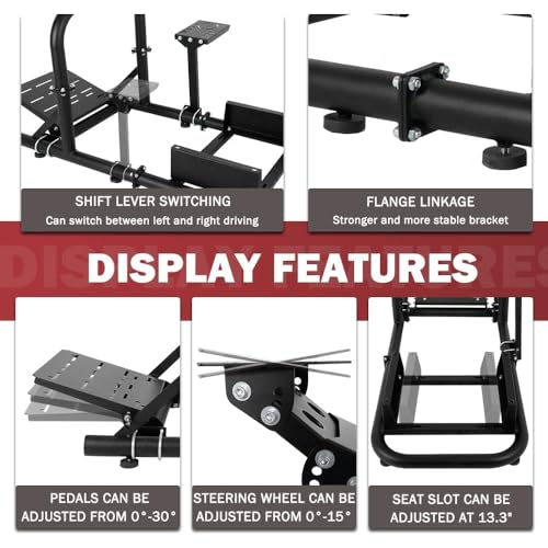Supllueer Racing Simulator Cockpit Upright Stable Fit for Logitech G27 G29 G920 G923,for Thrustmaster T300RS F458 T500R,for Fanatec, 50mm Round Tube Racing Wheel Stand without Wheel Pedal Shifter Seat