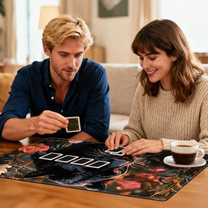 for MTG Playmat TCG Card Game Mat with Stitched Edges,Board Game Mats Non-Slip Waterproof Rubber Base 24 x 14 inch for CCG RPG DTCG Trading Card,Black Panther Flowers - color: Black Panther Flowers
