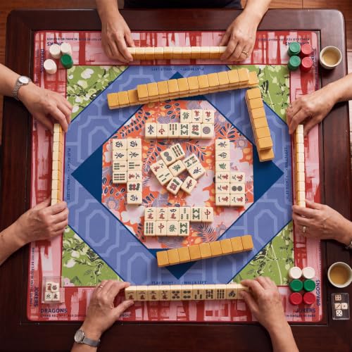 Drydiet Mahjong Mat for Table 31.5 x 31.5 Inch American Mahjong Mat with Carrying Bag, Non-Slip Noise Reduction Table Item for Family Poker Domino Board Game Night & Party Use(Sedona Floral) - style: Sedona Floral