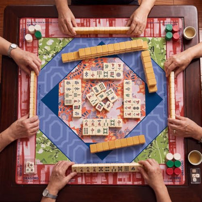 Drydiet Mahjong Mat for Table 31.5 x 31.5 Inch American Mahjong Mat with Carrying Bag, Non-Slip Noise Reduction Table Item for Family Poker Domino Board Game Night & Party Use(Sedona Floral) - style: Sedona Floral