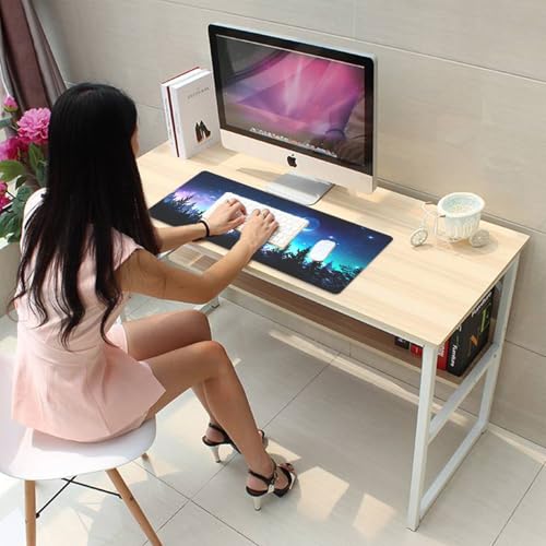 Starry Night Forest Large Gaming Mouse Pad Desk Pad, 27.5x11.8in Moon Galaxy Extended Desk Mat with Stitched Edges, Non-Slip Waterproof Rubber Base for Office, Computer & Laptop - color: Forest, Starry Sky, Moon