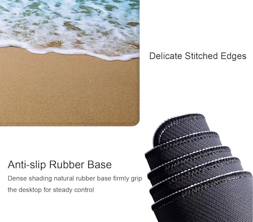 Beach Starfish Desk Pad Mouse Pad,Large Gaming Mouse Mat with Stitched Edges,Non-Slip Waterproof Rubber Base Mous Mat for Office Computer Keyboard Laptop Home(31.5X11.8 in) - color: Beach Starfish