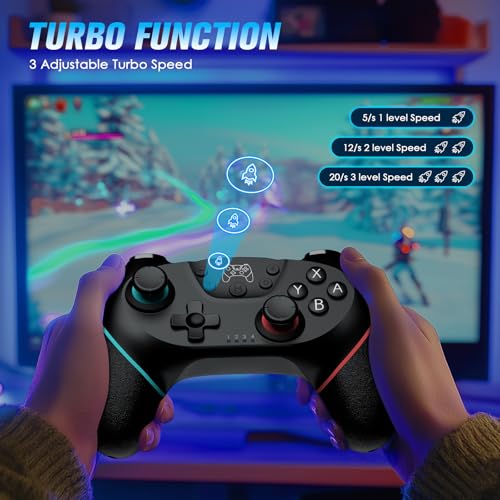 VidPPluing 2 Pack Switch Controllers, Wireless Switch Pro Controller for Switch 2/Switch/Lite/OLED, Game Controller with Motion Sensor/Vibration/Turbo/Wakeup/Charging Cable - color: Black
