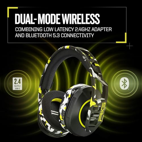 RIG 600 PRO HS Dual Wireless Multiplatform Gaming Headset | Wireless 2.4GHz / Bluetooth for PlayStation PS4, PS5, Nintendo Switch, PC, USB, Steam Deck, Android, iPhone - Acid Camo