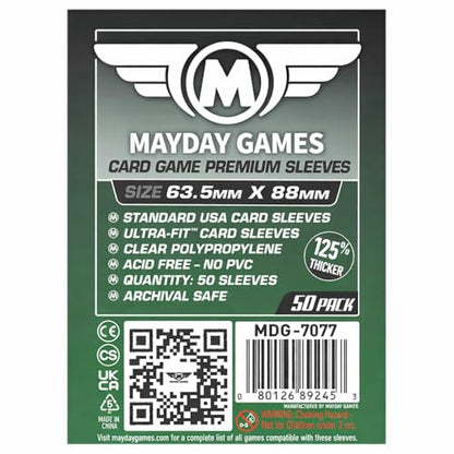 MayDay Games 63.5x88mm Card Sleeves Premium Bundle (4x50 Pack, 200 Sleeves) – 90 Micron Clear Polypropylene, Acid-Free & PVC-Free, Board Game Card Protection – SKU MDG-7077