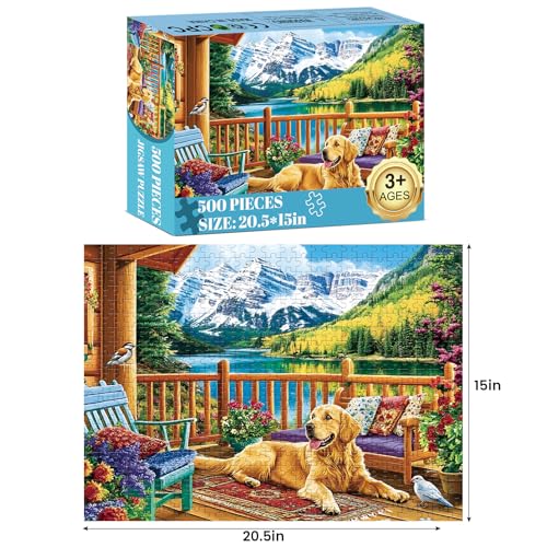 Puzzles for Adults 500 Pieces, Jigsaw Puzzles 500 Pieces Dog Mountain Jigsaw Puzzle Adult Puzzles Recycled Cardboard Puzzle Game Activity Nights Birthday Gift Toy 20.5x15 inch - style: Dog