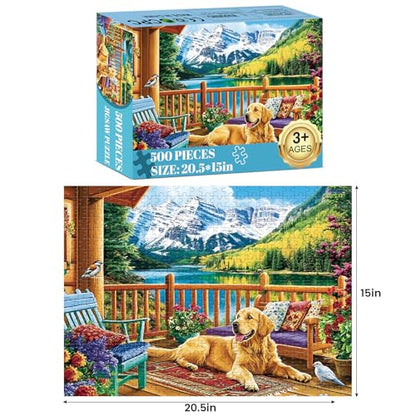 Puzzles for Adults 500 Pieces, Jigsaw Puzzles 500 Pieces Dog Mountain Jigsaw Puzzle Adult Puzzles Recycled Cardboard Puzzle Game Activity Nights Birthday Gift Toy 20.5x15 inch - style: Dog