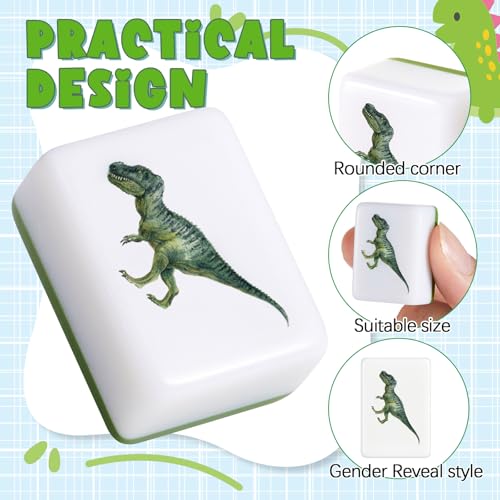 Hollowfly 2 Player Mahjong Block Set with Storage Bags 65 Tiles 30 mm Dinosaur Mahjong Push Tile Game with Dinosaur Pattern No DIY Required for Friend Family Game Night Party Gift - style: Dinosaur