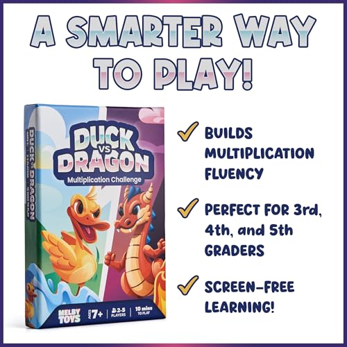 Ducks vs Dragons Multiplication Game - Math Games for Kids 8-12 - Fun Card Game for Learning Times Tables 0-12 - Math Facts Games for 3rd 4th 5th Grade