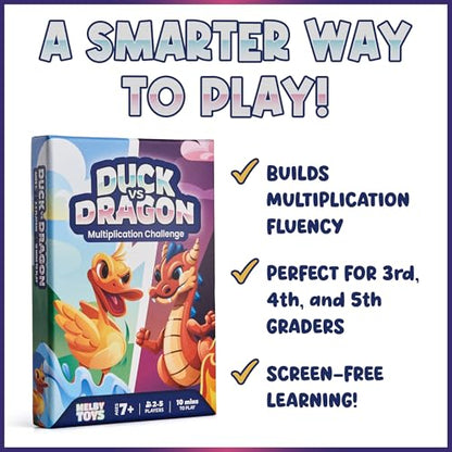 Ducks vs Dragons Multiplication Game - Math Games for Kids 8-12 - Fun Card Game for Learning Times Tables 0-12 - Math Facts Games for 3rd 4th 5th Grade