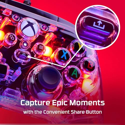 HyperX Clutch Gladiate RGB – Wired Controller, Officially Licensed by Xbox, Programmable RGB Lighting, Dual Trigger Locks, Programmable Buttons, Dual Rumble Motors, Clear - color: RGB