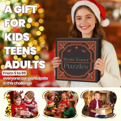 Wooden Brain Teaser Puzzles for Adults Teens - Brain Teaser Puzzles with Wooden Box 3D Puzzle Game Toys for Adults Teens - Unlock Interlocking Puzzle Adults Teens IQ Education Smart Toys - color: Style a