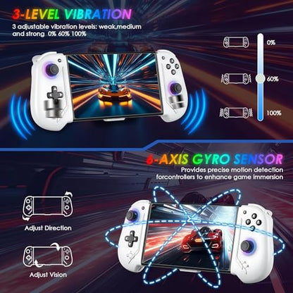 Moonag Switch Controllers Compatible with Nintendo Switch/OLED, Hall Effect One-Piece Controllers with 6-Axis Gyro, Motion Control, Wake-up, Dual Vibration, Turbo, 1000mAh Battery, White - color: White