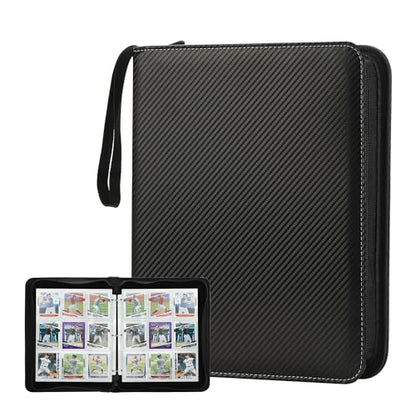 Trading Card Binder with Sleeves 9 Pocket Premium 720 Double Sided Pocket PU Card Collection Binder, Collectible Albums Card Folder for MTG, TCG, Sports Cards - color: CARBON FIBER BLACK 01