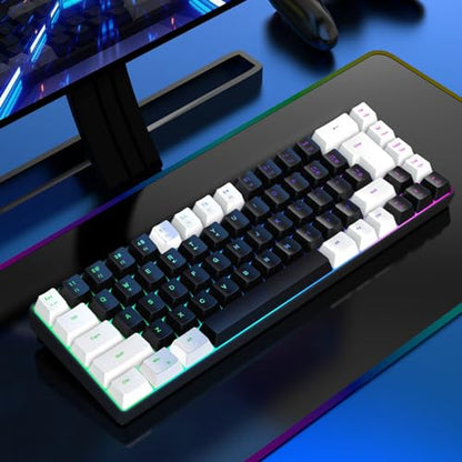 XUMIUZIY Membrane Wired Gaming Keyboard, RGB Backlit Membrane Gaming Keyboard, 68 Keys Linear Mechanical Feel Keyboard Ergonomic, USB Computer Keyboard for Office Home Game (White Black) - color: White Black