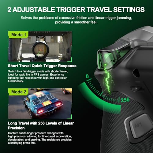 PXN P5 Wireless Gaming Controller - Hall Joystick, Hall Trigger, 6-Axis Motion, 4 Back Buttons, Compatible with PC, Switch/Switch2, iOS, Android (Black) - color: Black