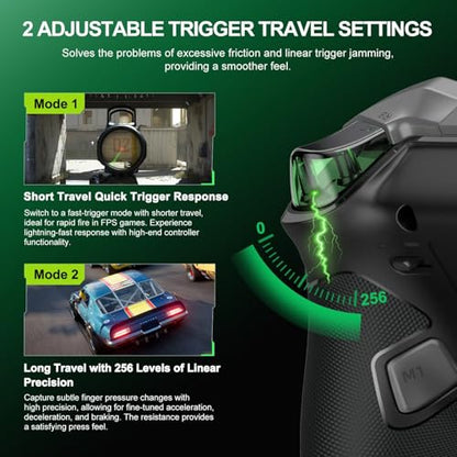 PXN P5 Wireless Gaming Controller - Hall Joystick, Hall Trigger, 6-Axis Motion, 4 Back Buttons, Compatible with PC, Switch/Switch2, iOS, Android (Black) - color: Black
