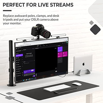 HumanCentric DSLR Monitor Mount Small, Desk Camera Mounting | Light Webcam, Microphone Shelf for Monitor VESA Arm, Replace Clamp Tripods, 100x100mm Patterns, Aluminum, Hardware Included - size: Small Shelf