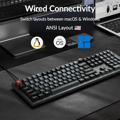 Keychron V6 8K Full Size Wired Mechanical Keyboard with Programmable Knob, 8000 Hz Polling Rate, OSA PBT Keycaps, Hot-swappable Super Banana Switchs, RGB Backlit for Mac Windows Linux - color: Banana Switch