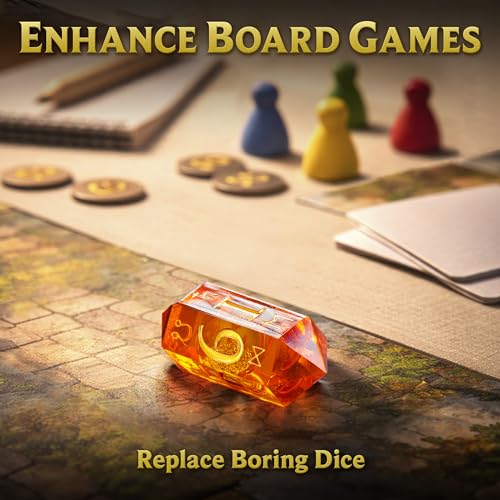 Dice of Stars & Stone – Premium D6 Dice Set | 4-Pack with Dice Bag | Six-Sided, Resin, Liquid-Core | Rune and Astrology Symbols | Witchy Gift | for D&D, Tabletop RPGs, Castings, Board Game Upgrades